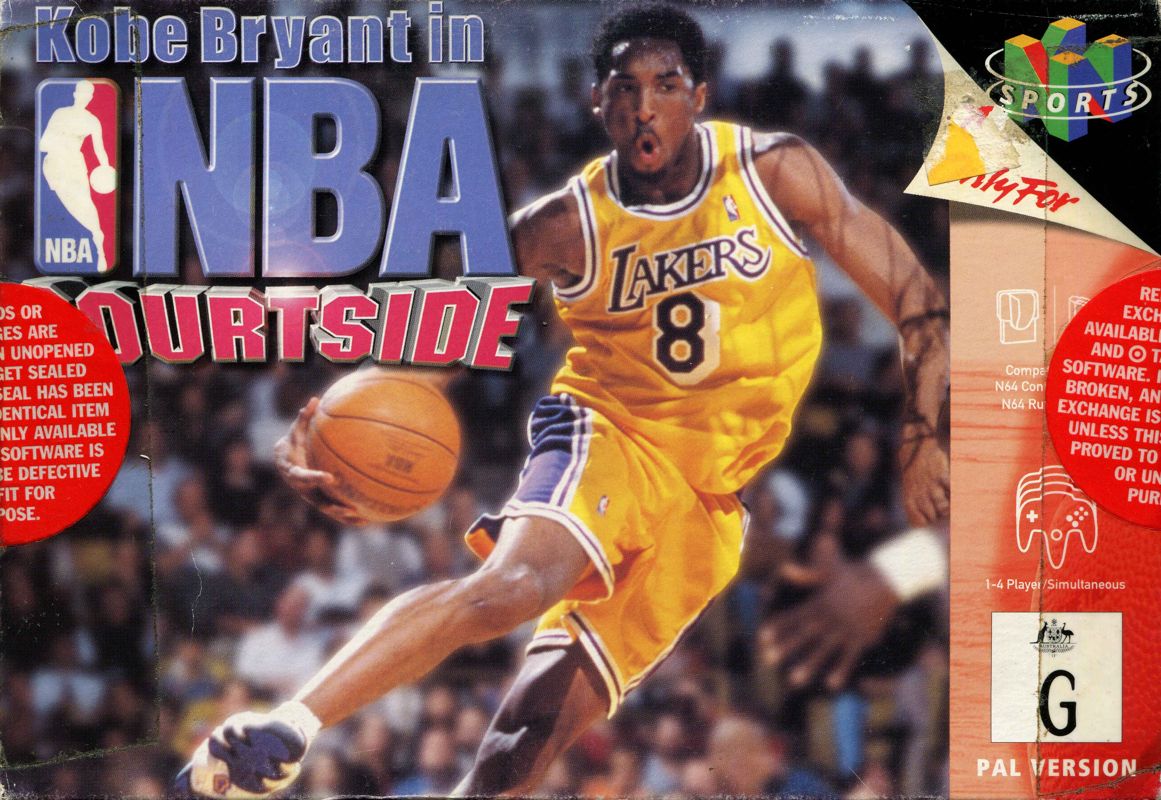 Kobe Bryant in NBA Courtside box art for Nintendo 64